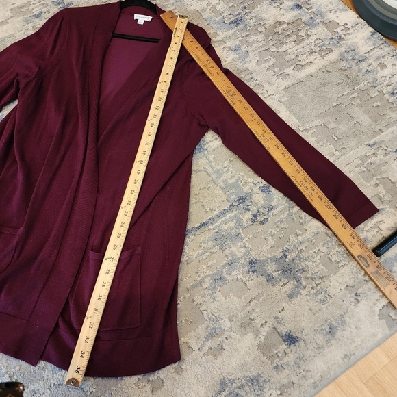 Susan Graver plum Purple open knit cardigan with pockets.  Size 1X - Picture 9 of 16